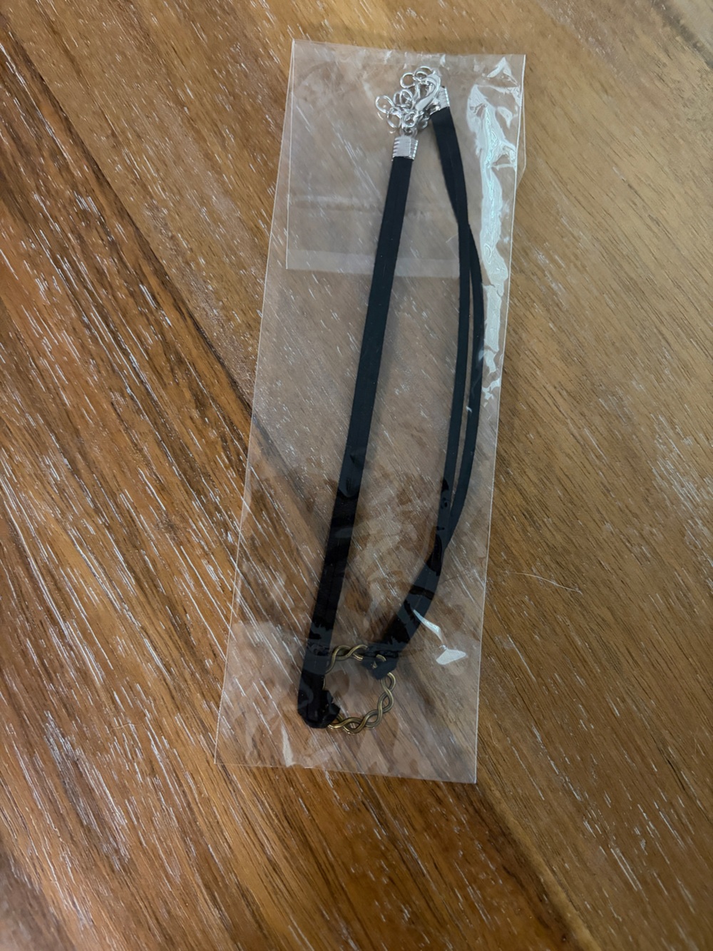 Black Choker Necklace with Antiqued Ring Accent